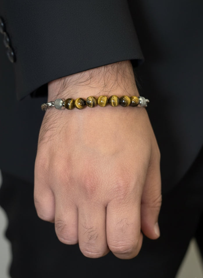 mens golden brown stone bracelet