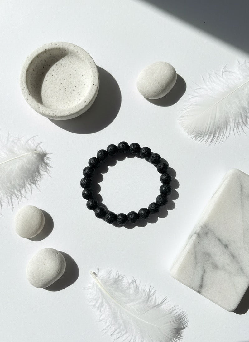 Lava Stone Men’s Bracelet Natural 10mm Volcanic Grounding Beads