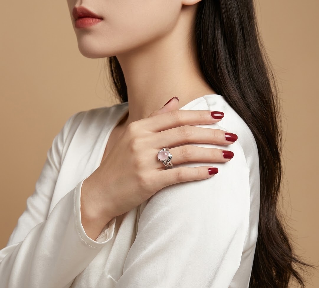 Rose Quartz 925 Sterling Silver Women’s Ring