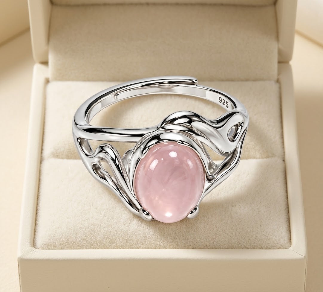 Rose Quartz 925 Sterling Silver Women’s Ring