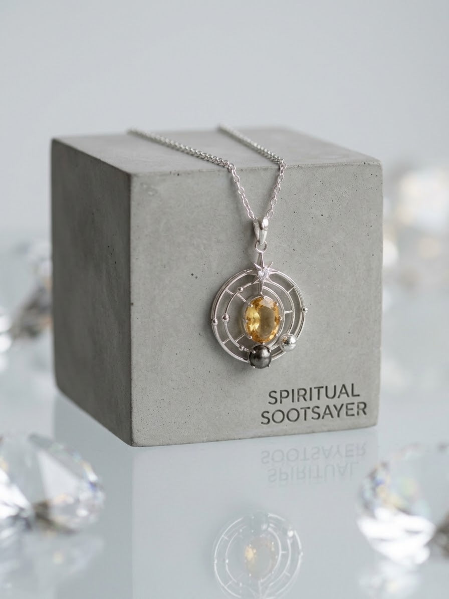Citrine & Pyrite 925 Sterling Silver Women’s Necklace