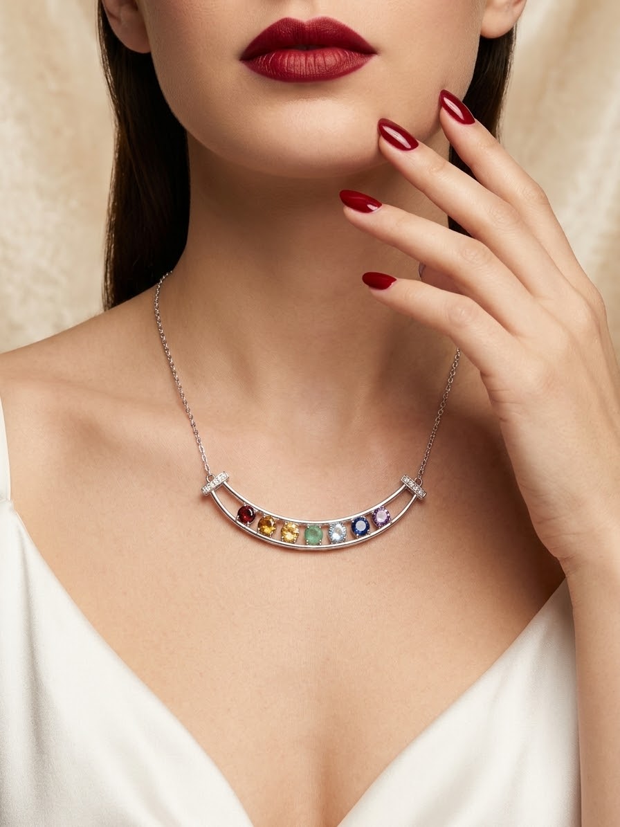 7 Chakra 925 Sterling Silver Women’s Necklace