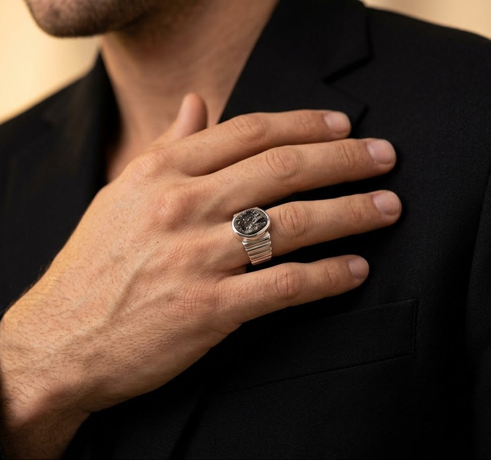 Pyrite 925 Sterling Silver Men’s Ring