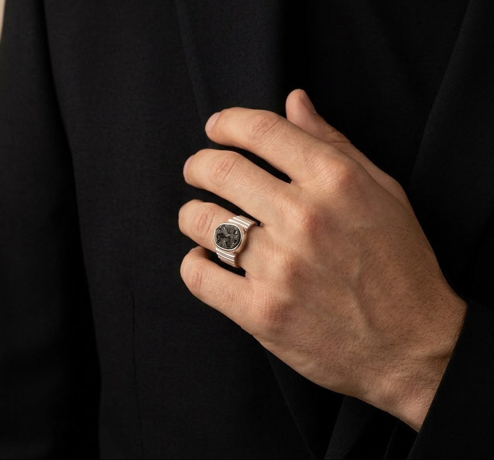 Pyrite 925 Sterling Silver Men’s Ring