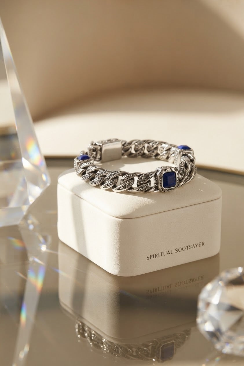 Midnight Azure Lapis Lazuli 925 Sterling Silver Men’s Bracelet