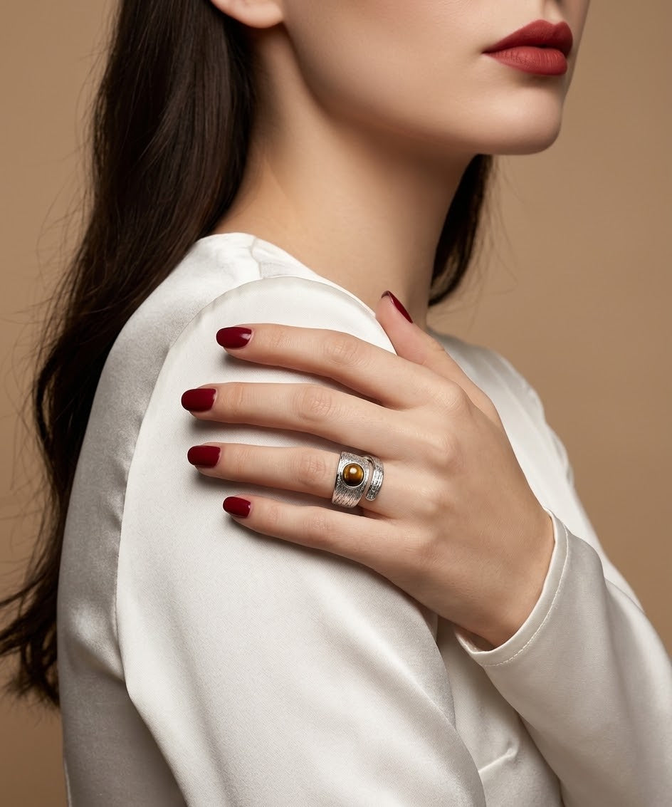 Golden Vision Tiger Eye 925 Sterling Silver Women’s Ring