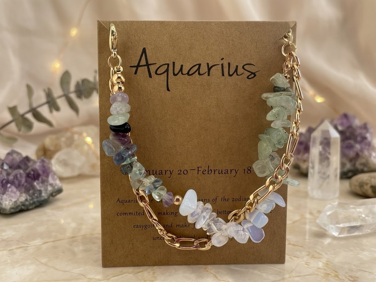 Aquarius Zodiac Freedom Crystal Bracelet
