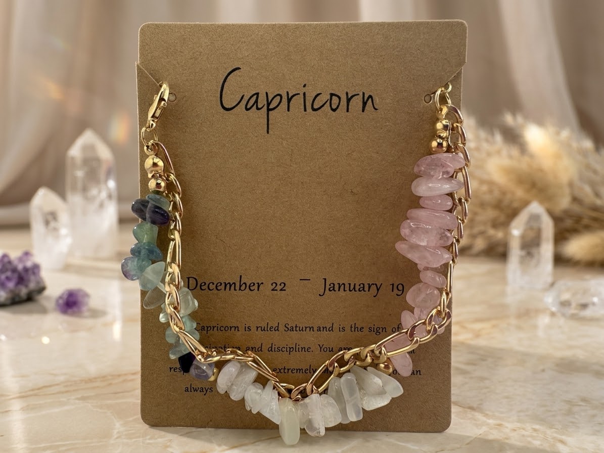Capricorn Zodiac Energy Crystal Bracelet