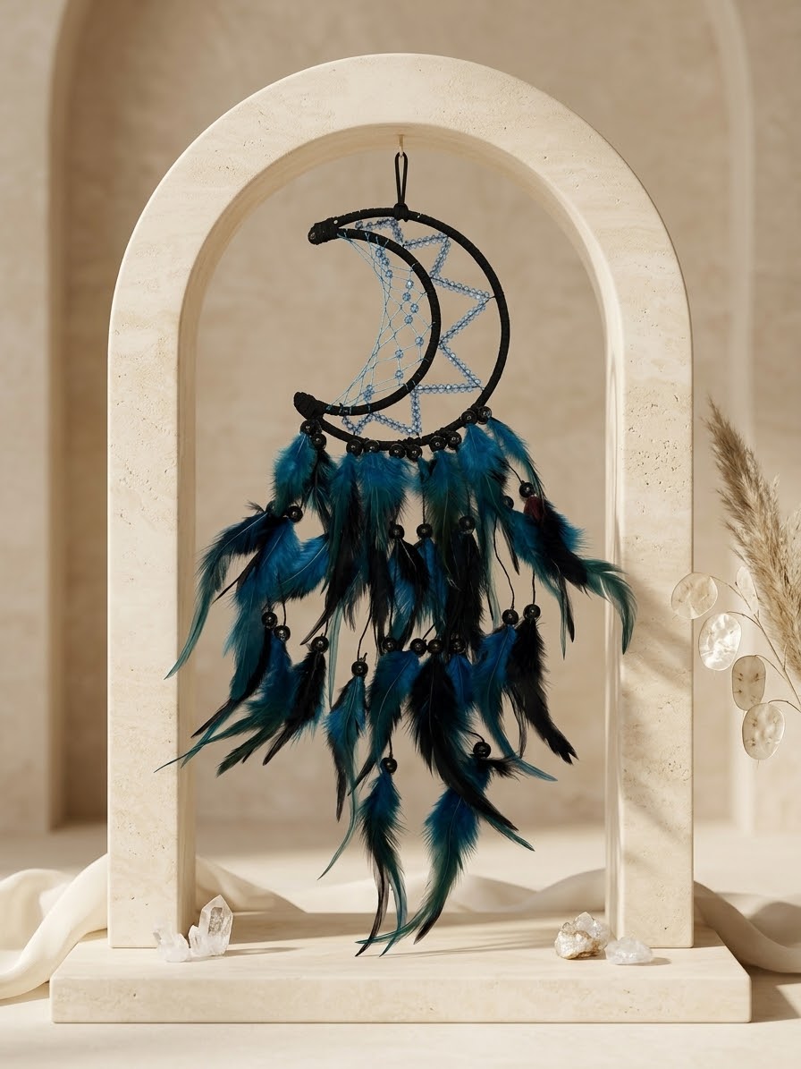 Midnight Sky Blue Quartz Feather Dream Catcher