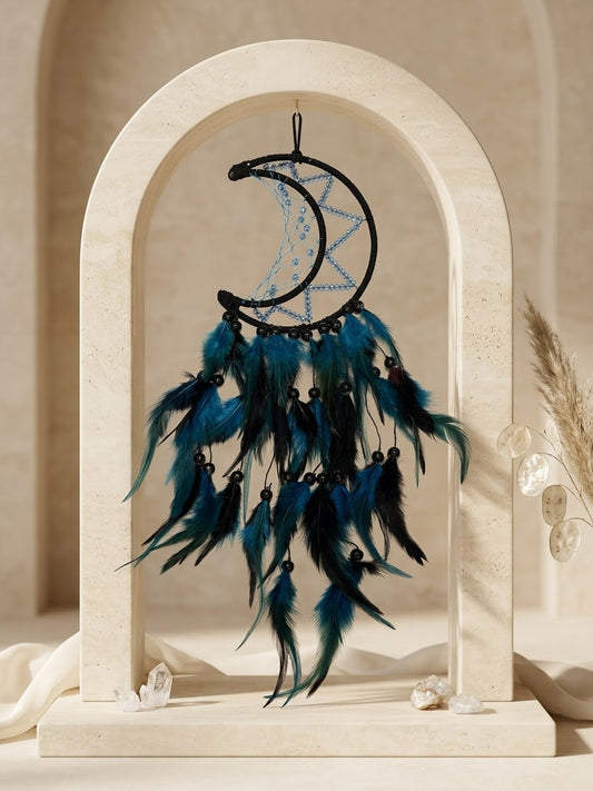 Midnight Sky Blue Quartz Feather Dream Catcher