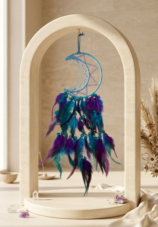 Lavender Moon Faceted Feather Dream Catcher
