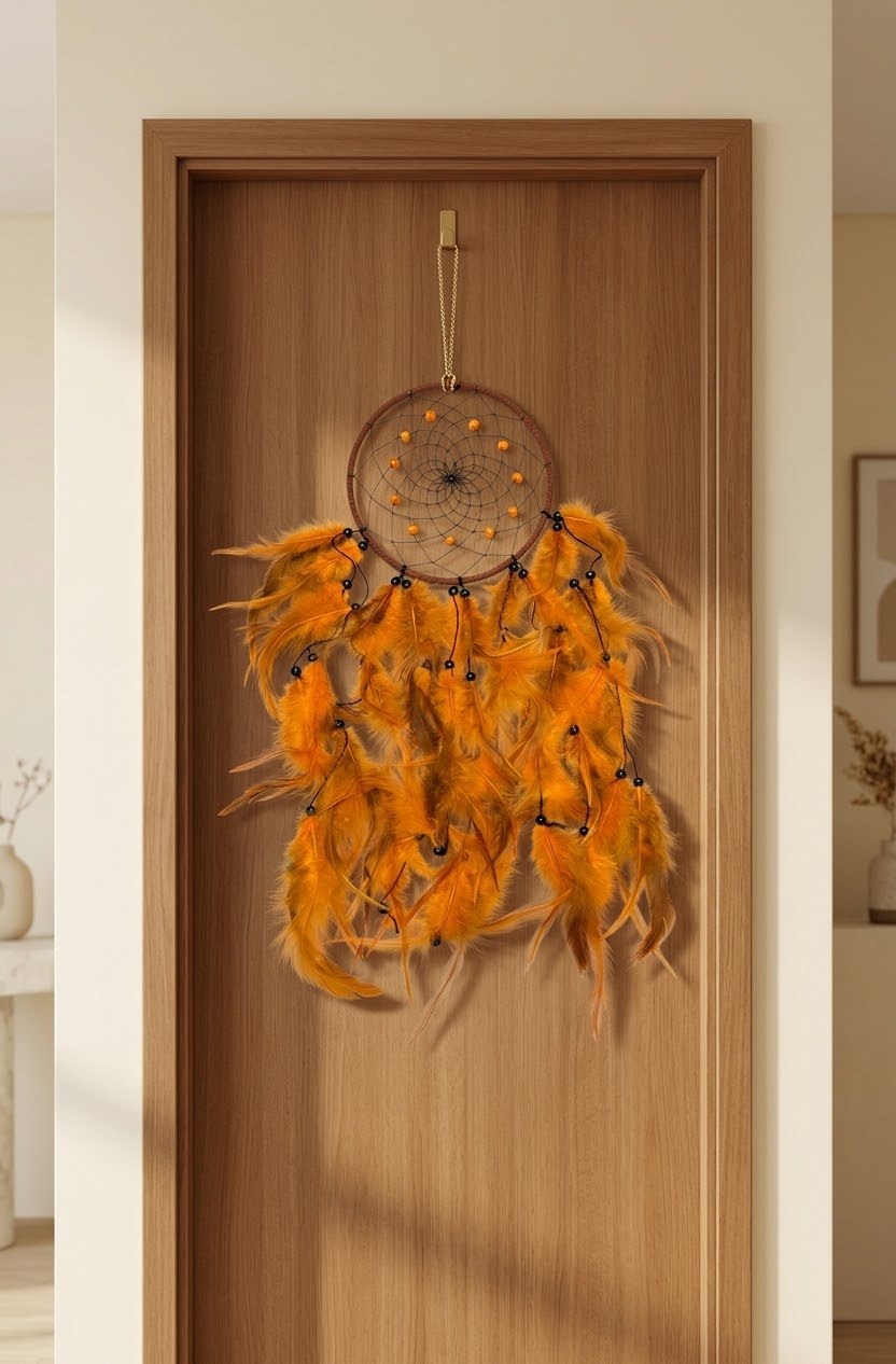 Golden Spirit Feather Dream Catcher
