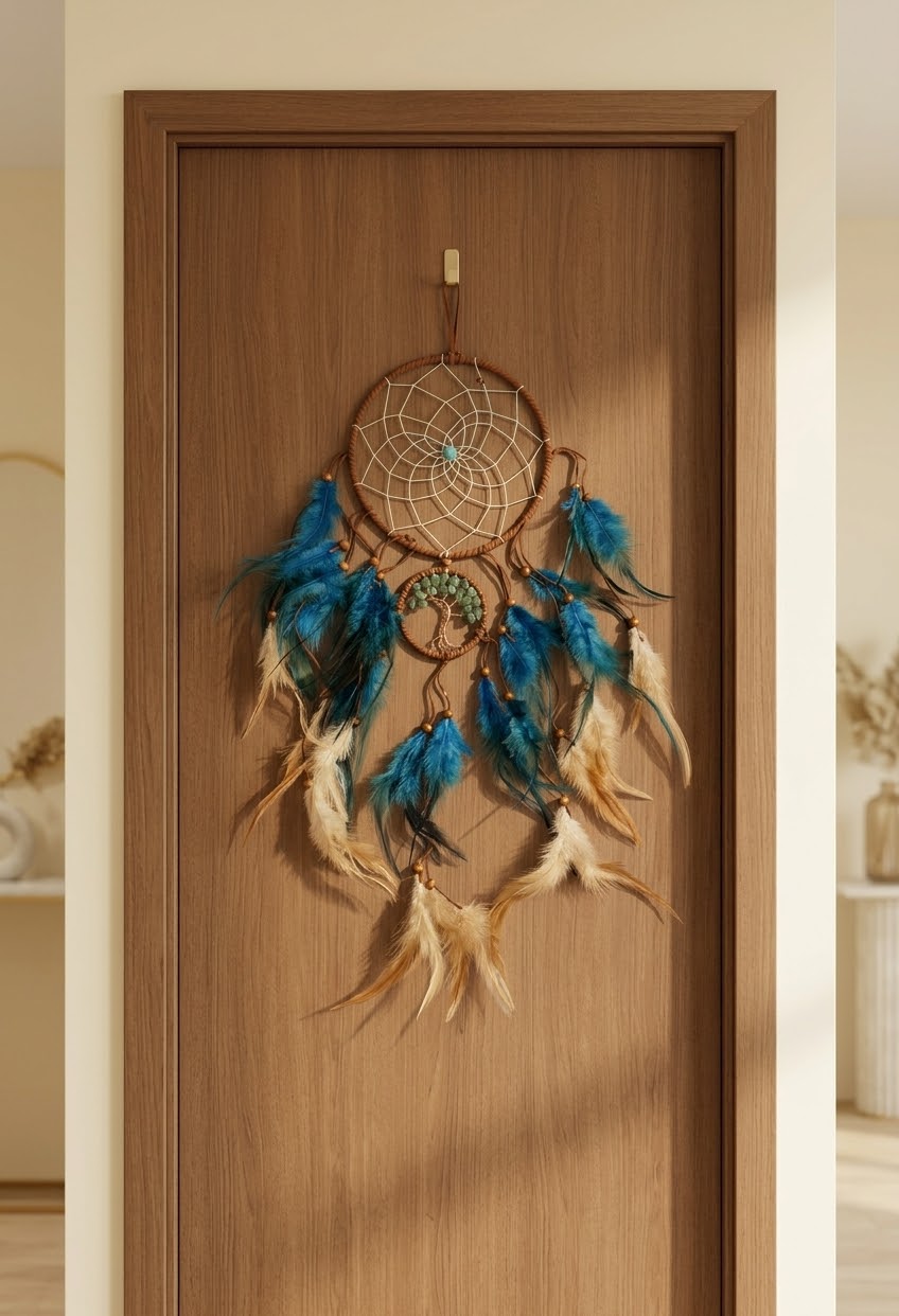 Emerald Harmony Green Aventurine Feather Dream Catcher