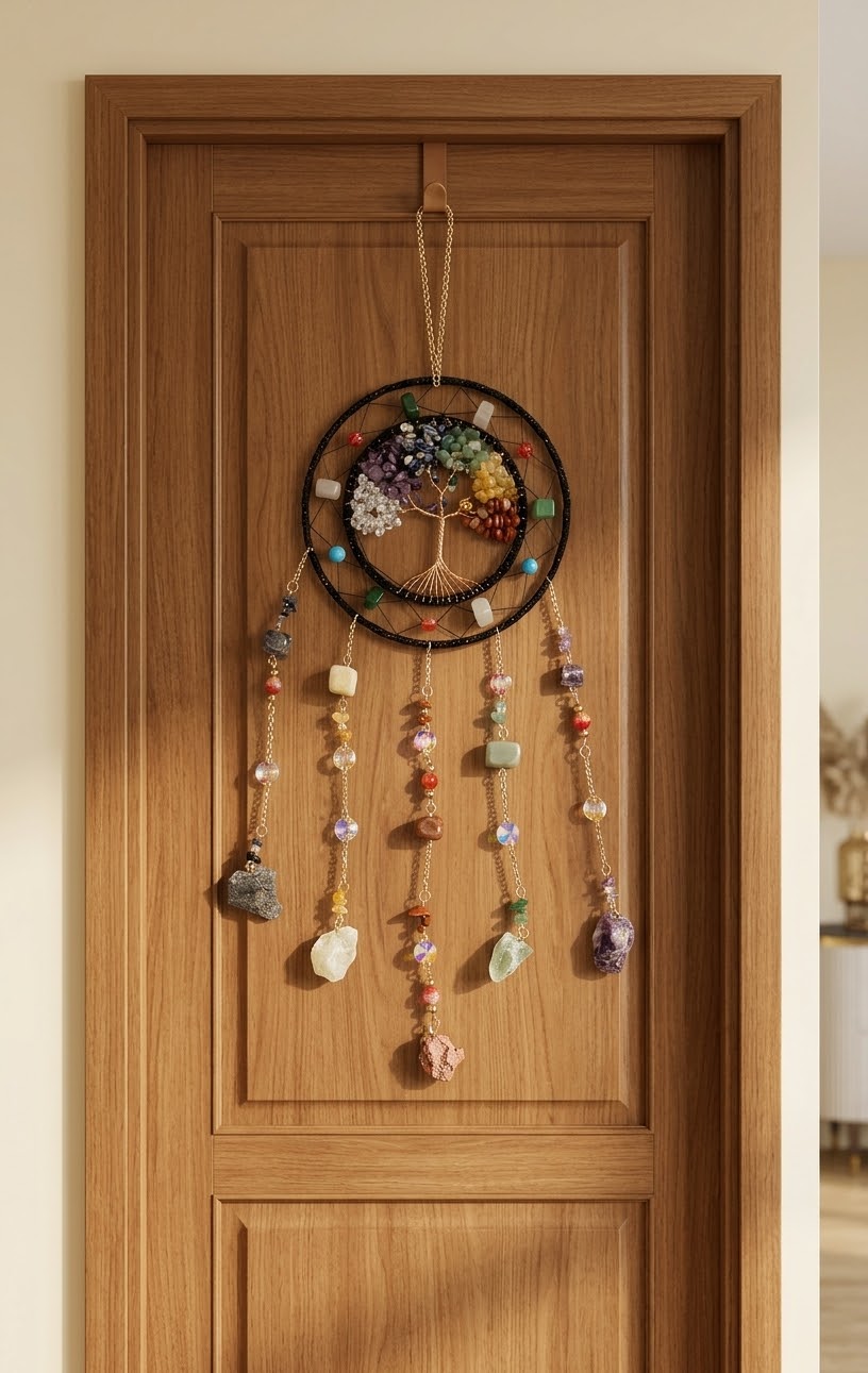 Crystal Tree of Life Feather Dream Catcher