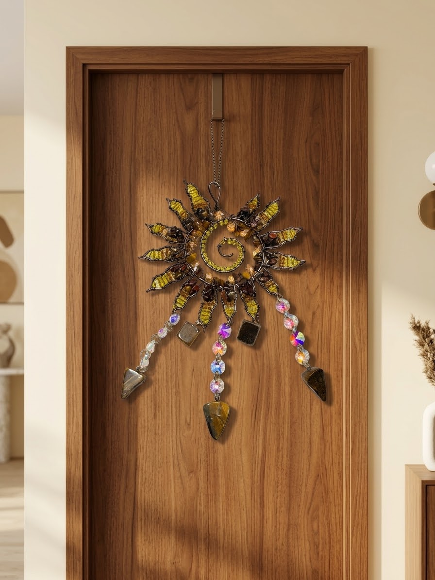 Golden Prosperity Tiger Eye & Citrine Feather Dream Catcher