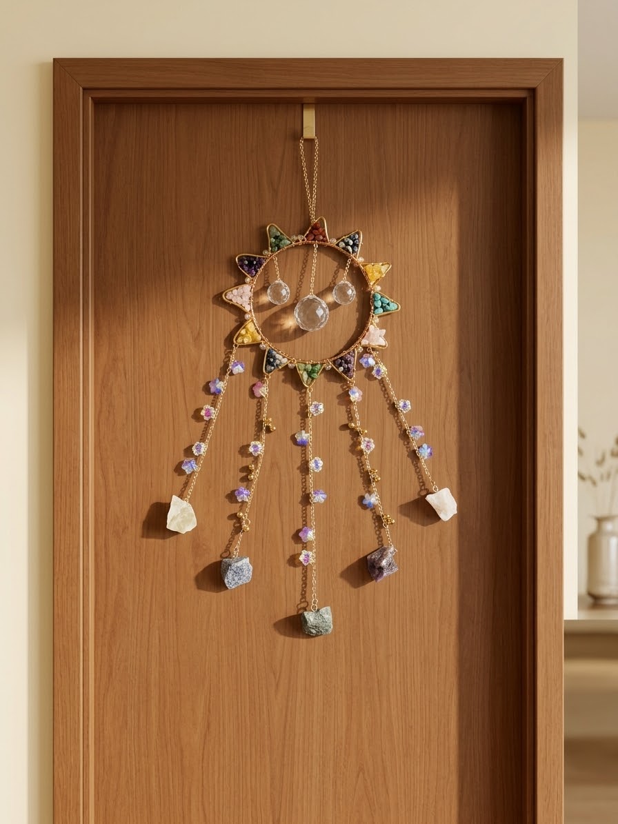 Celestial Seven Chakra Crystal Feather Dream Catcher
