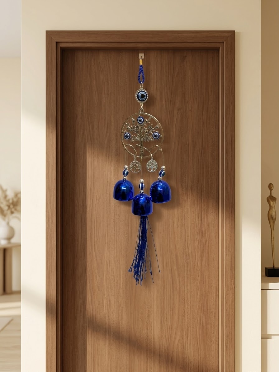 Royal Blue Evil Eye Tree of Life Feather Dream Catcher