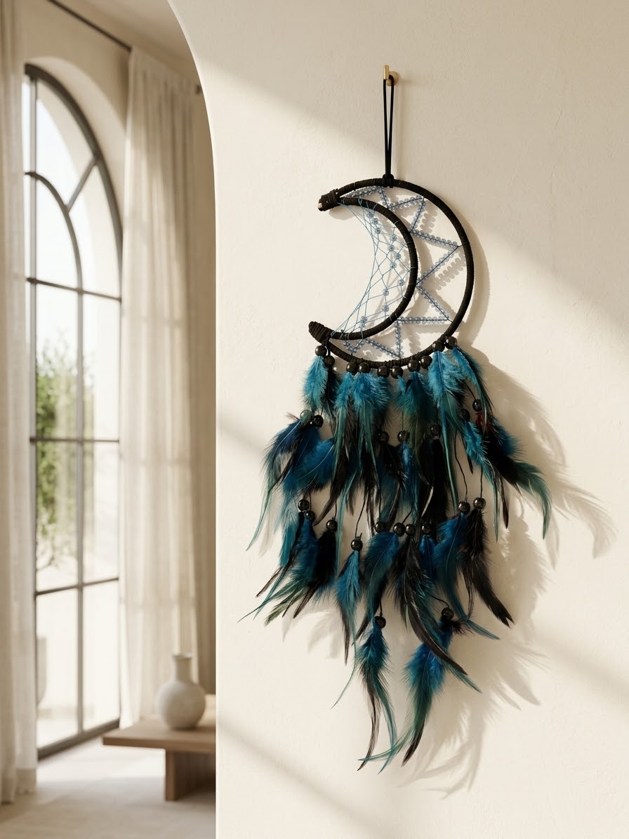 Midnight Sky Blue Quartz Feather Dream Catcher