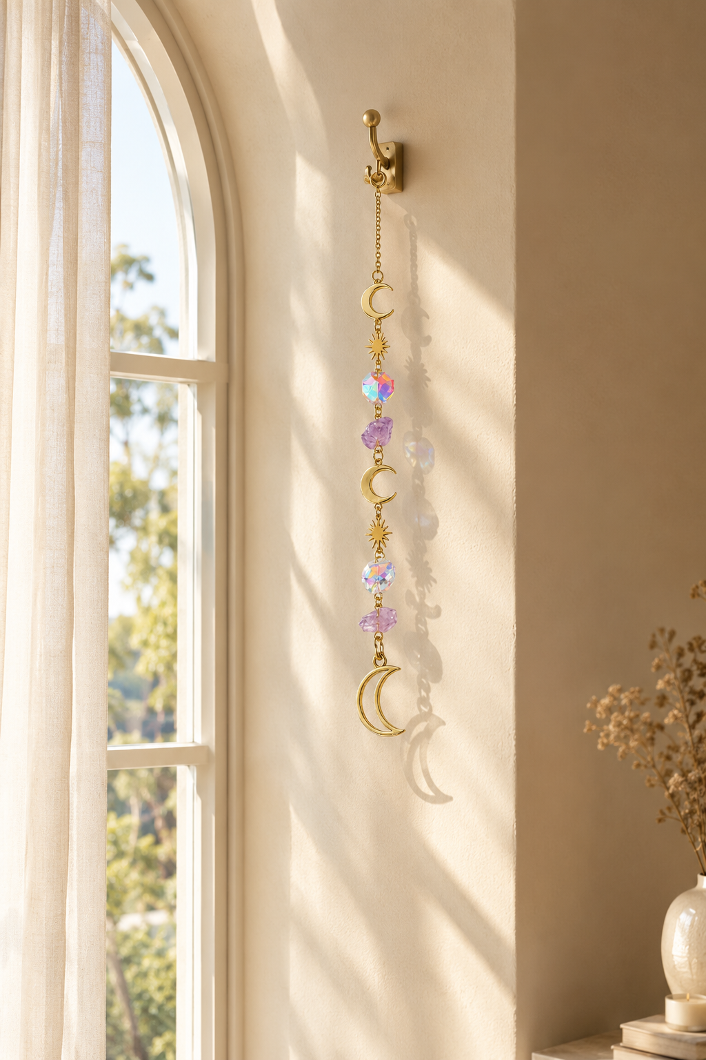 Celestial Amethyst Moonlight Crystal Dream Catcher
