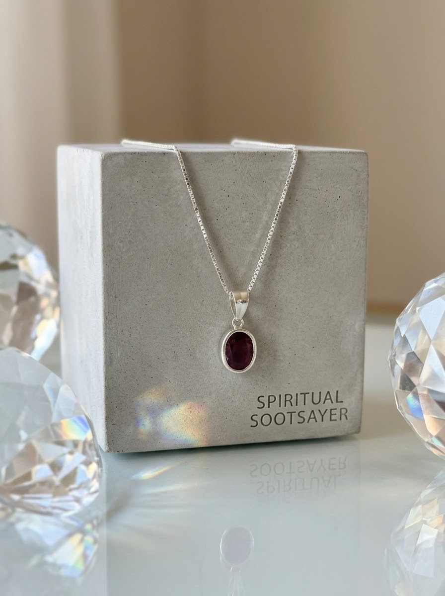 Crimson Royale Ruby Women’s Necklace – 925 Sterling Silver