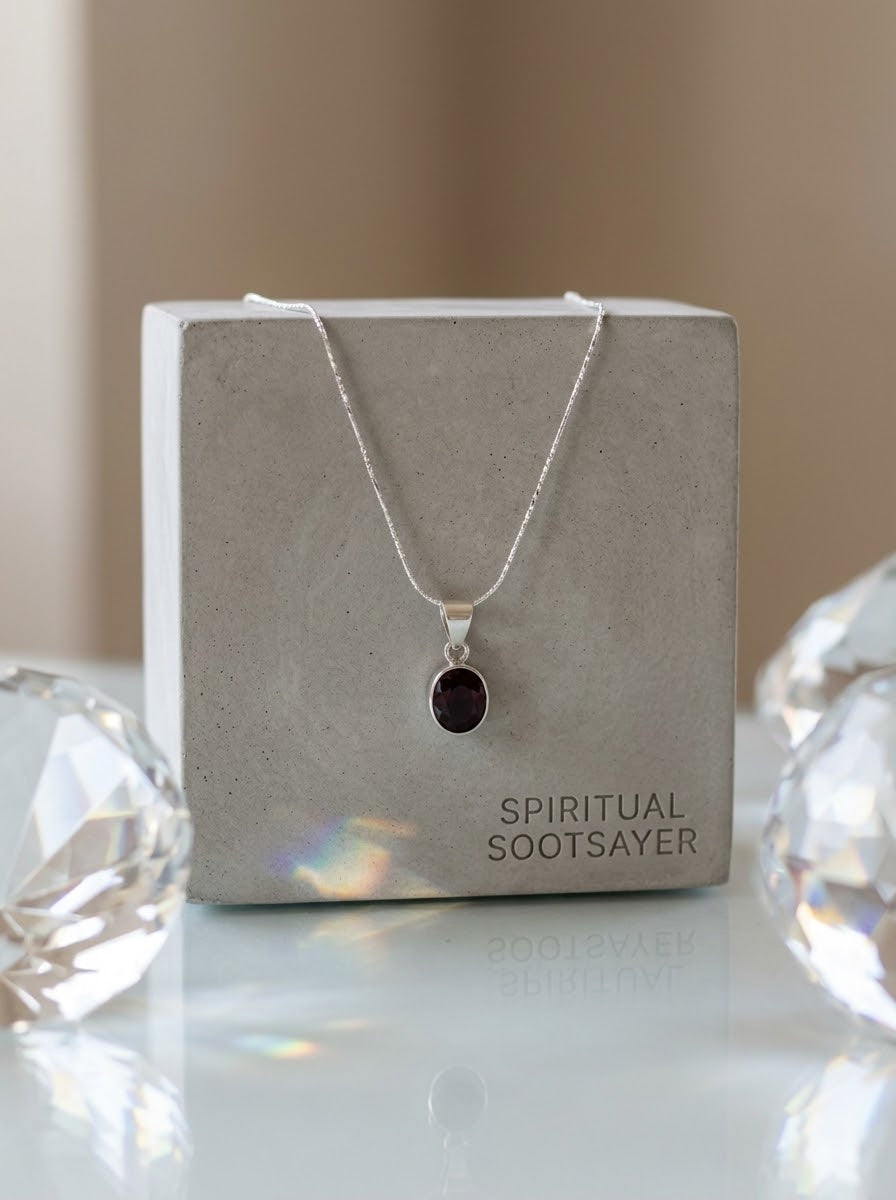 Crimson Majesty Garnet Women’s Necklace – 925 Sterling Silver