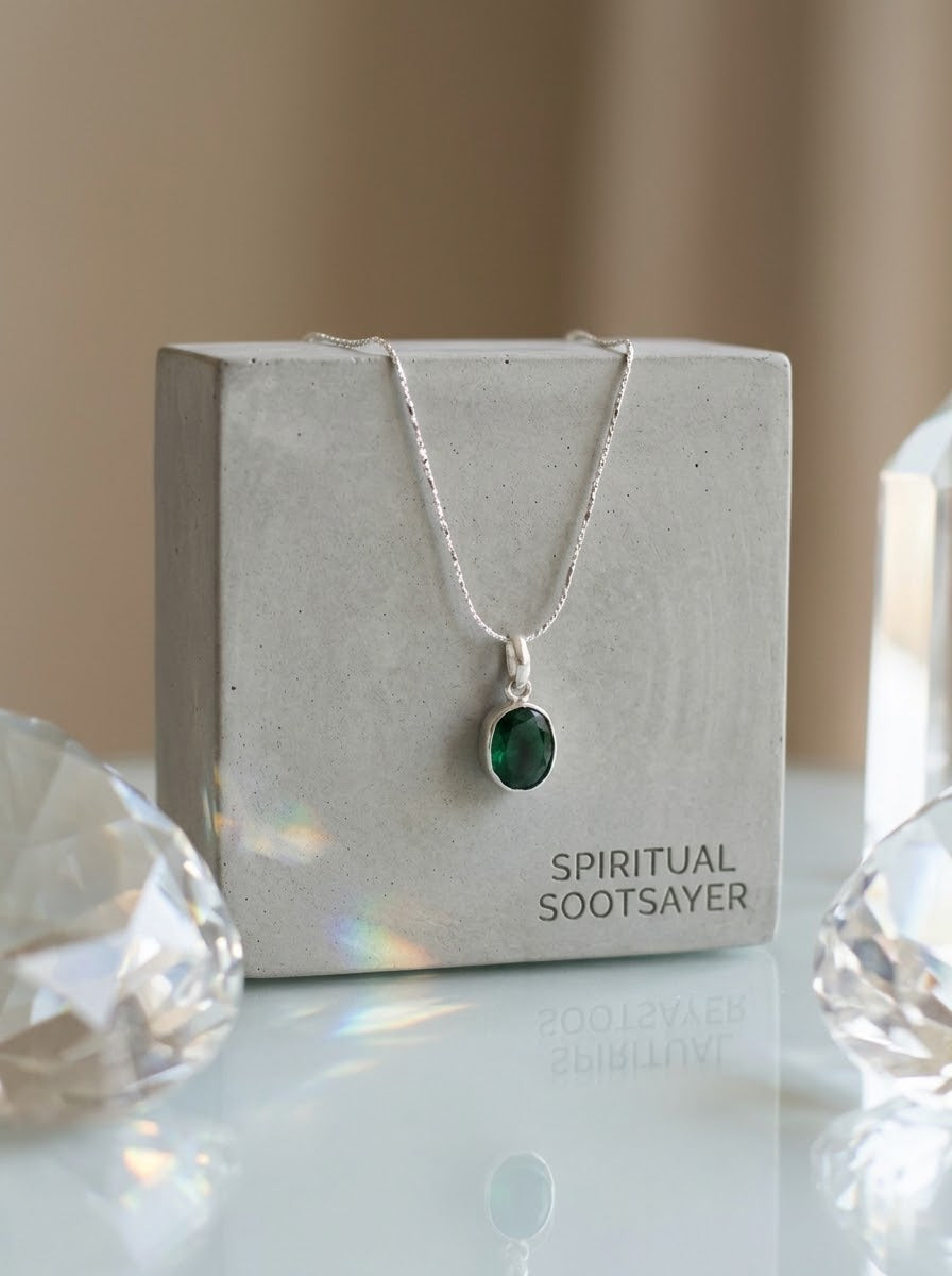 Verdant Prestige Emerald Women’s Necklace – 925 Sterling Silver