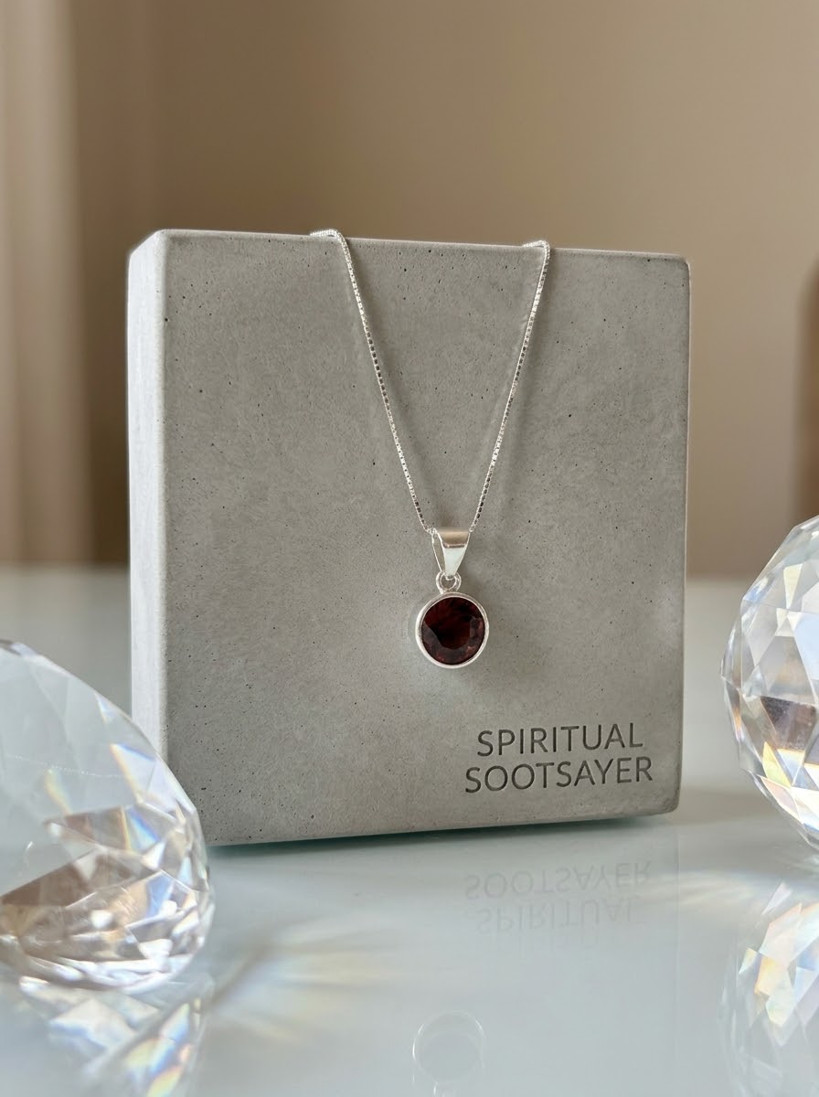Garnet Glow Hessonite Women’s Necklace – 925 Sterling Silver