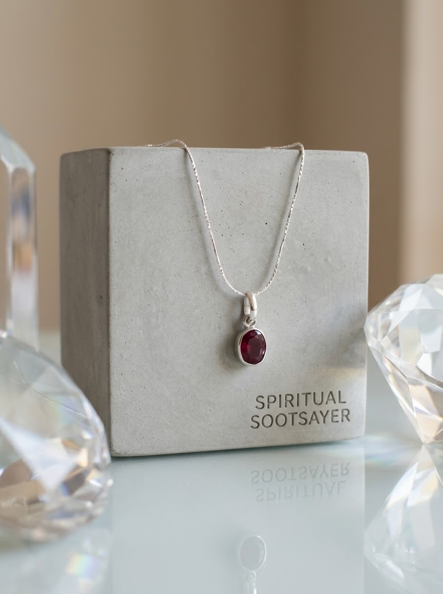 Crimson Allure Ruby Women’s Necklace – 925 Sterling Silver