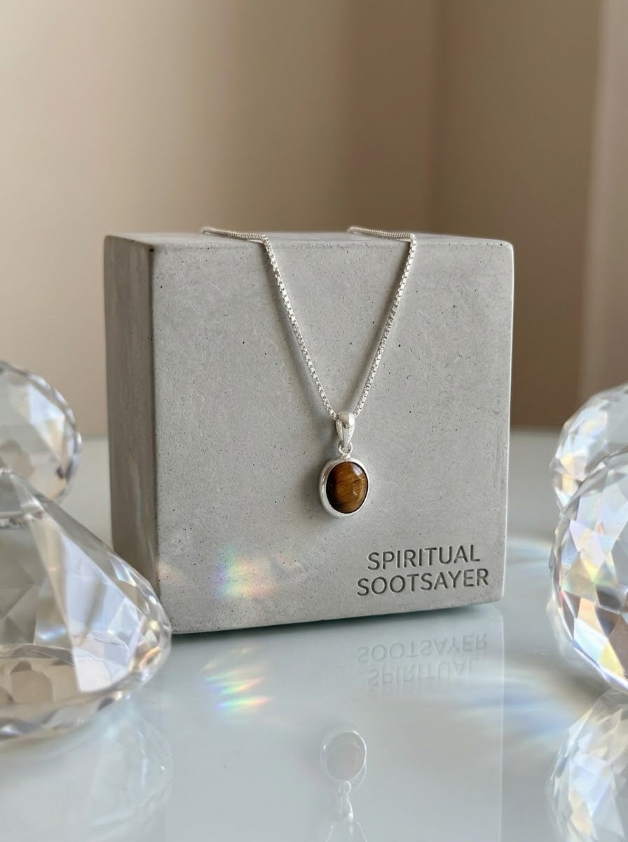 Golden Gaze Tiger Eye Women’s Necklace – 925 Sterling Silver