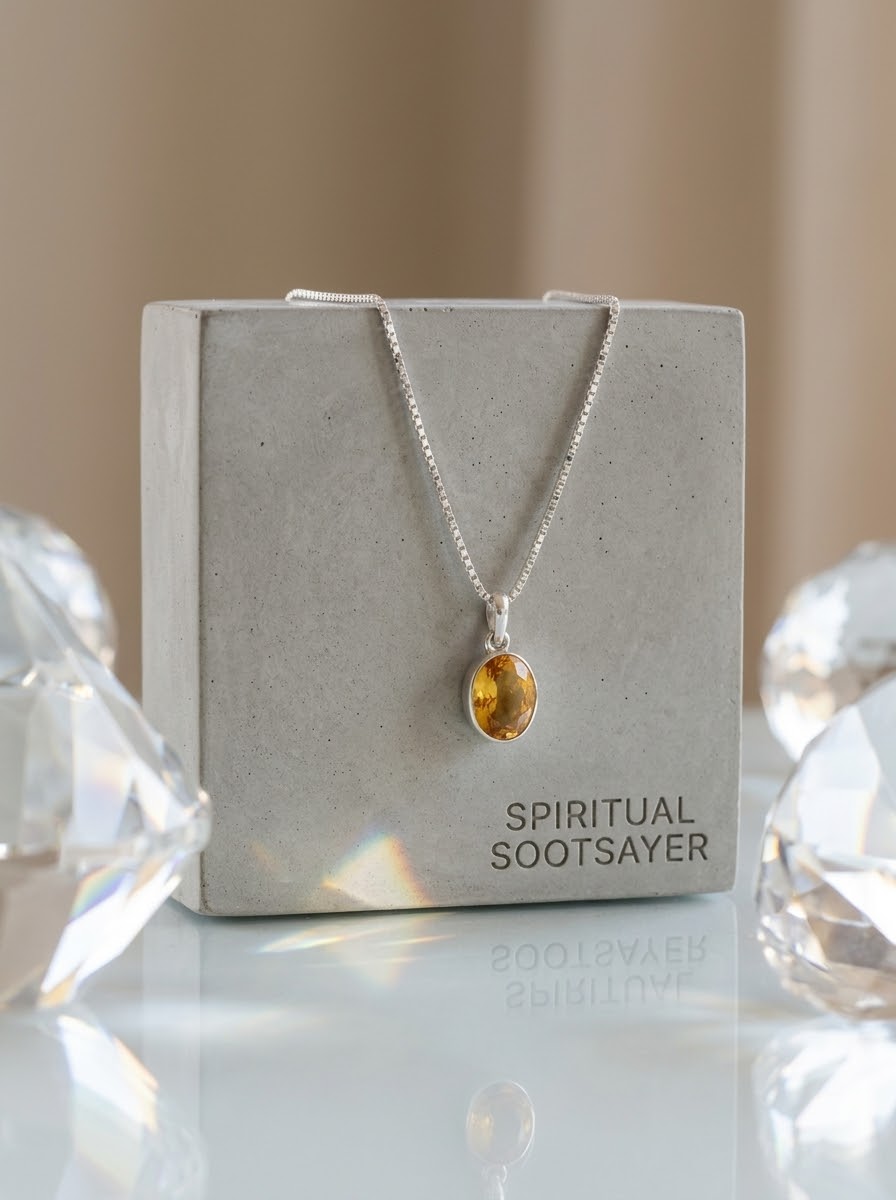 Sunlit Majesty Citrine Women’s Necklace – 925 Sterling Silver