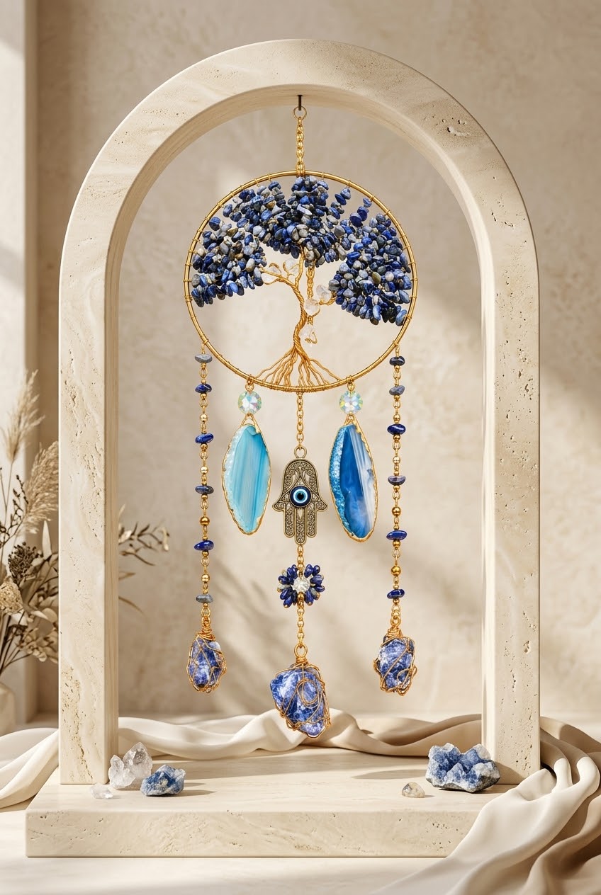 Lapis Lazuli Tree of Life Crystal Dream Catcher