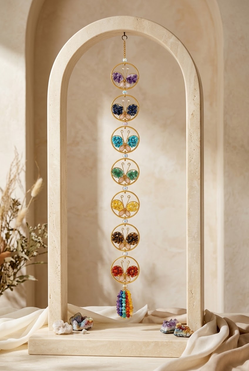 7 Chakra Butterfly Tree of Life Crystal Dream Catcher