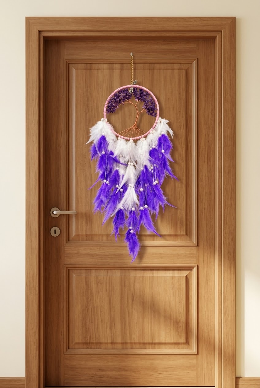 Amethyst Tree of Life Feather Dream Catcher