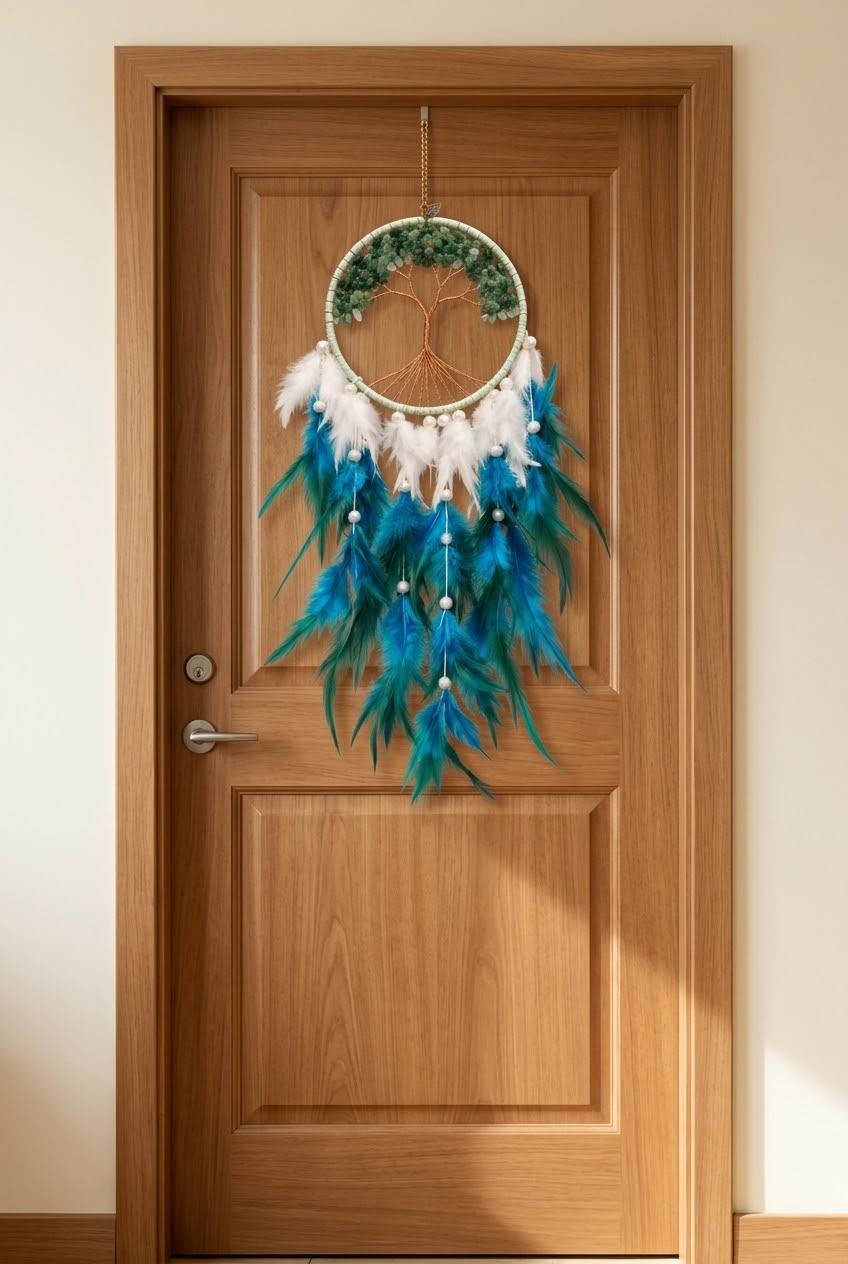 Green Aventurine Tree of Life Feather Dream Catcher