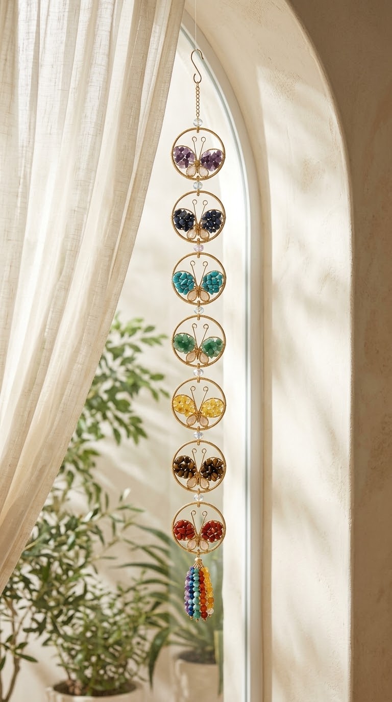 7 Chakra Butterfly Tree of Life Crystal Dream Catcher