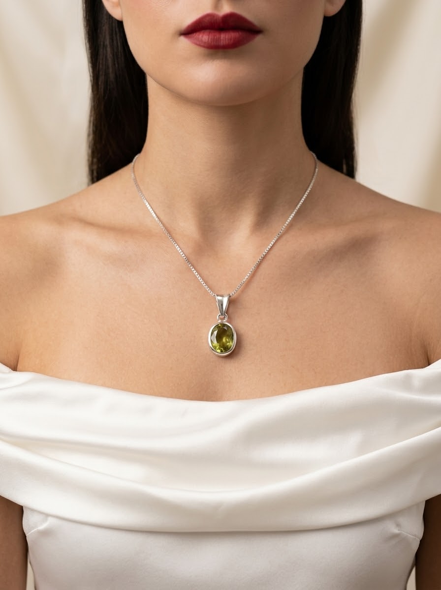 Golden Aura Yellow Sapphire Women’s Necklace – 925 Sterling Silver