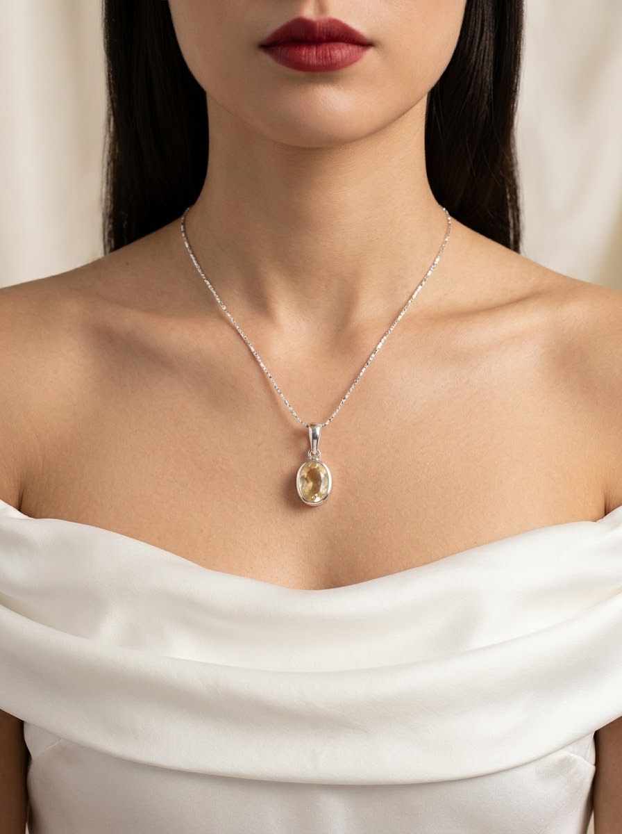 Golden Solstice Yellow Sapphire Necklace – 925 Sterling Silver