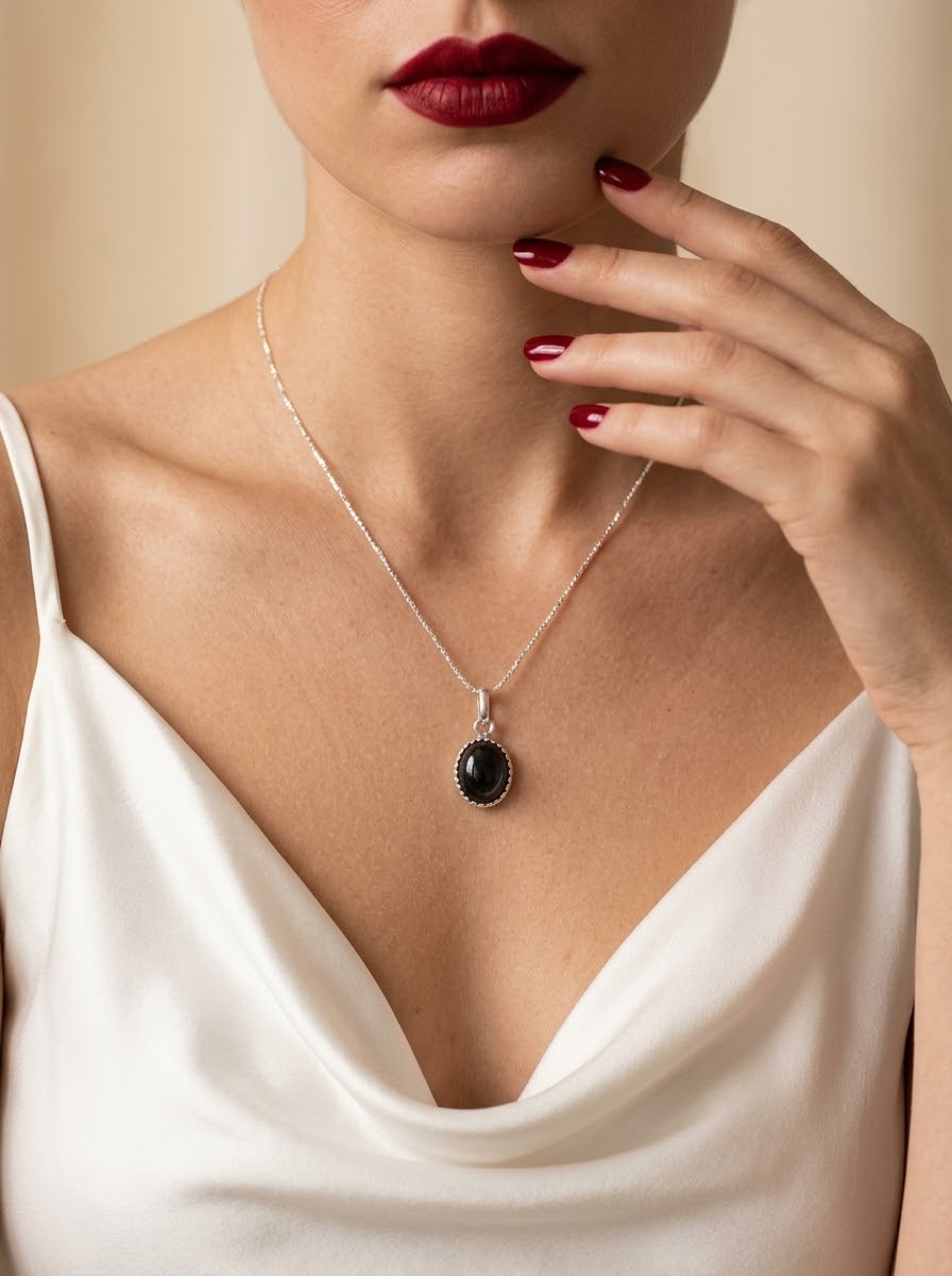 Midnight Poise Hematite Women’s Necklace – 925 Sterling Silver