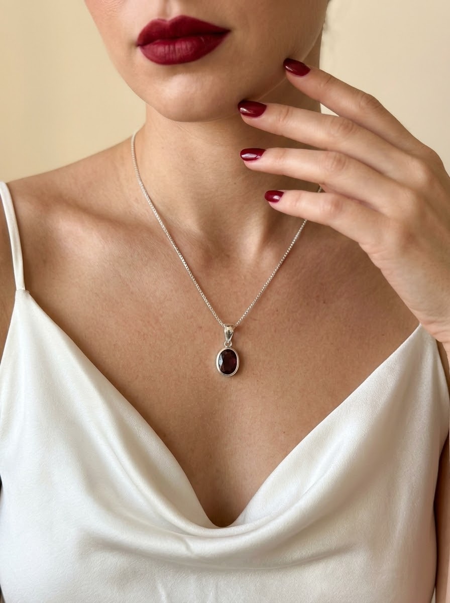 Crimson Royale Ruby Women’s Necklace – 925 Sterling Silver