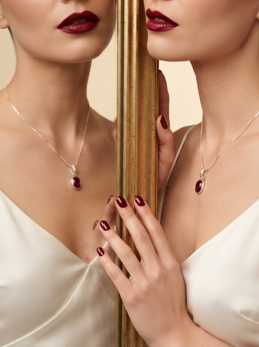 Crimson Allure Ruby Women’s Necklace – 925 Sterling Silver