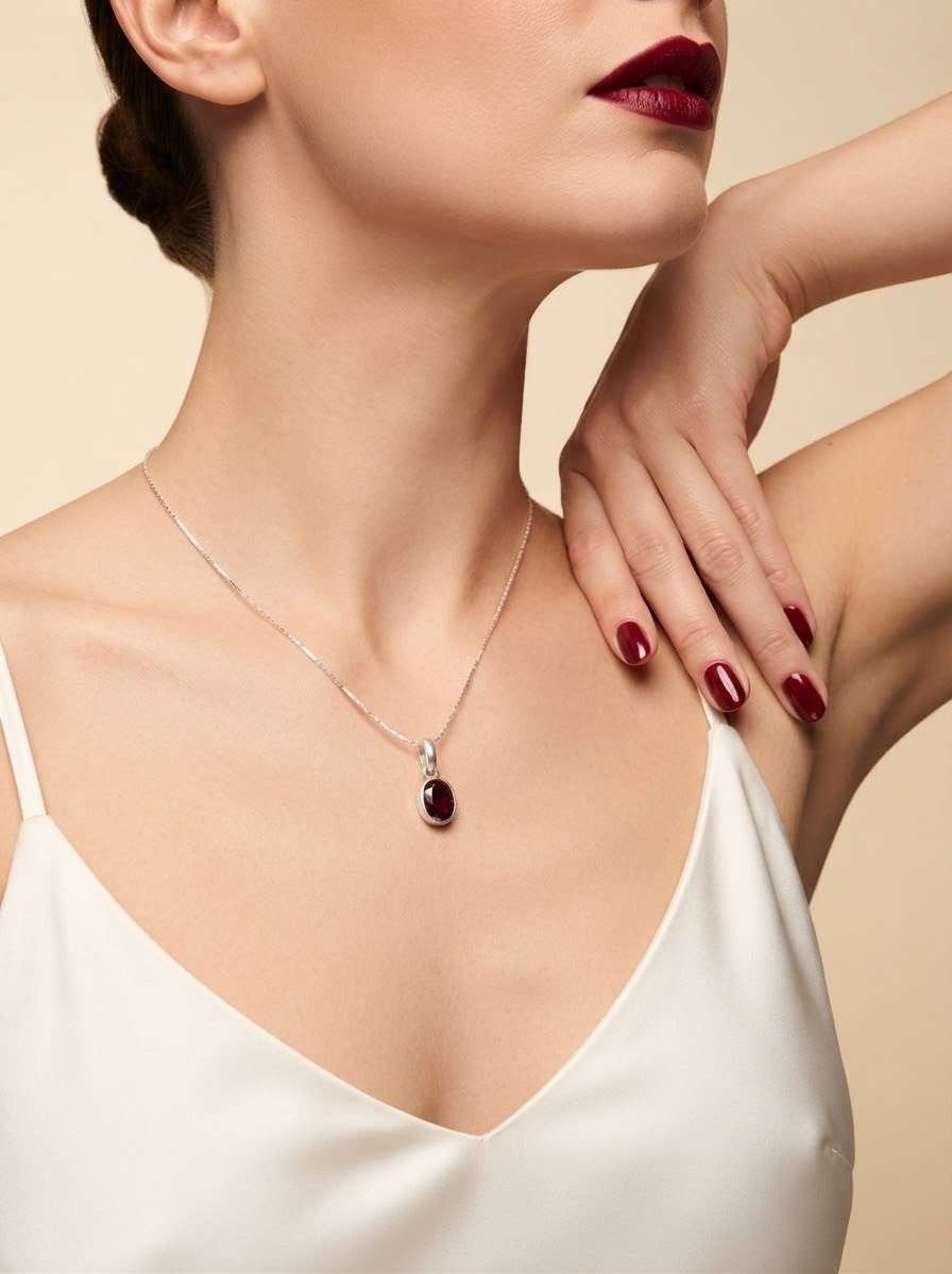 Crimson Allure Ruby Women’s Necklace – 925 Sterling Silver