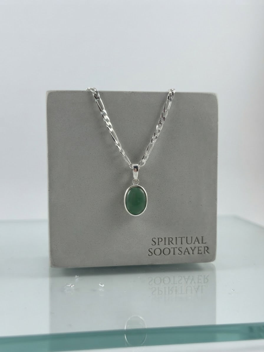 Verdant Legacy Green Aventurine Men’s Necklace – 925 Sterling Silver