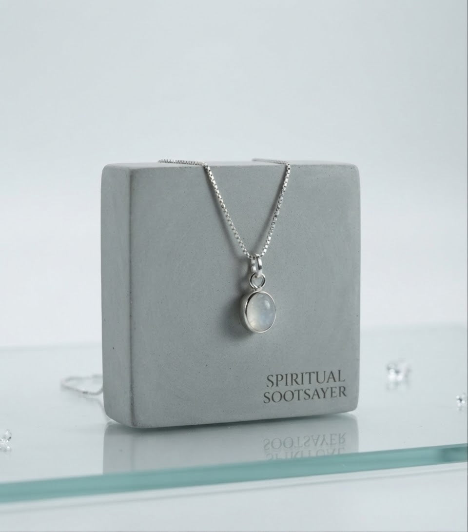 Moonlit Poise Moonstone Men’s Necklace – 925 Sterling Silver