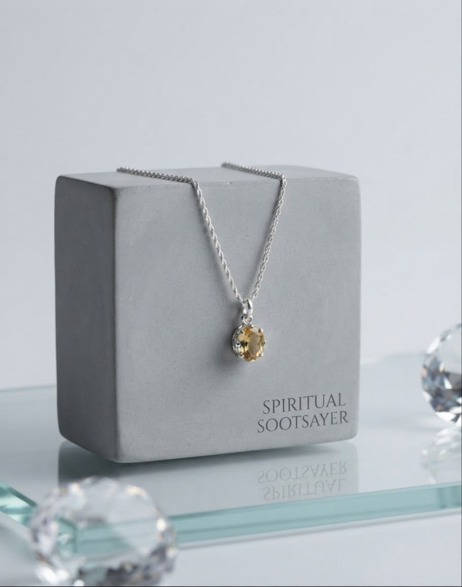 Golden Ember Citrine Men’s Necklace – 925 Sterling Silver