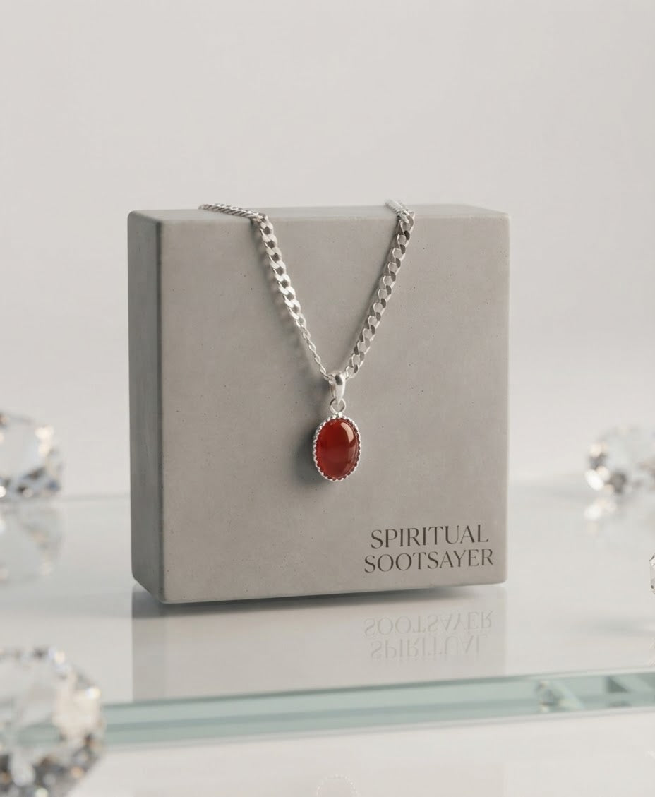 Crimson Sovereign Garnet Men’s Necklace – 925 Sterling Silver