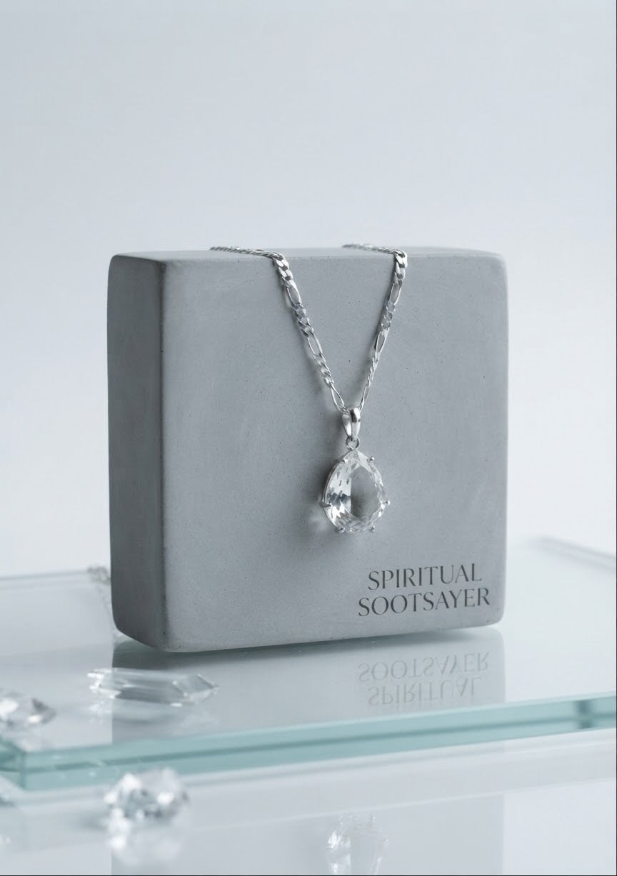 Crystal Sovereign White Sapphire Men’s Necklace – 925 Sterling Silver