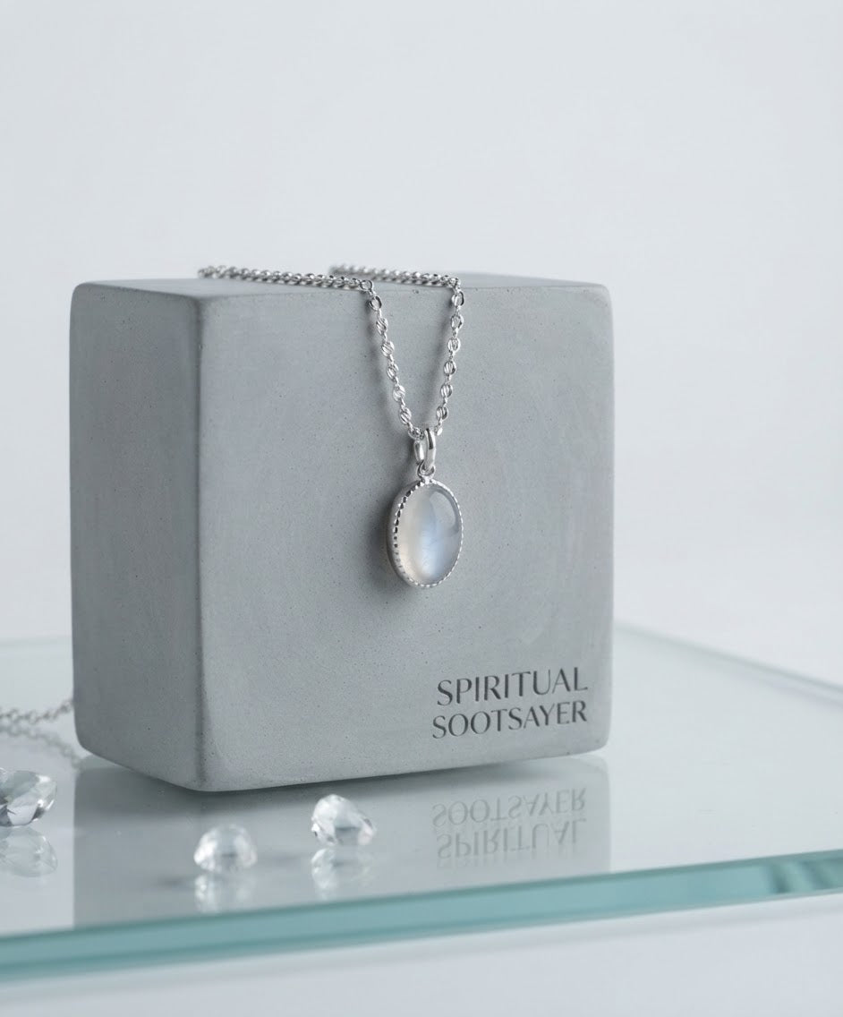 Lunar Crest Moonstone Men’s Necklace – 925 Sterling Silver