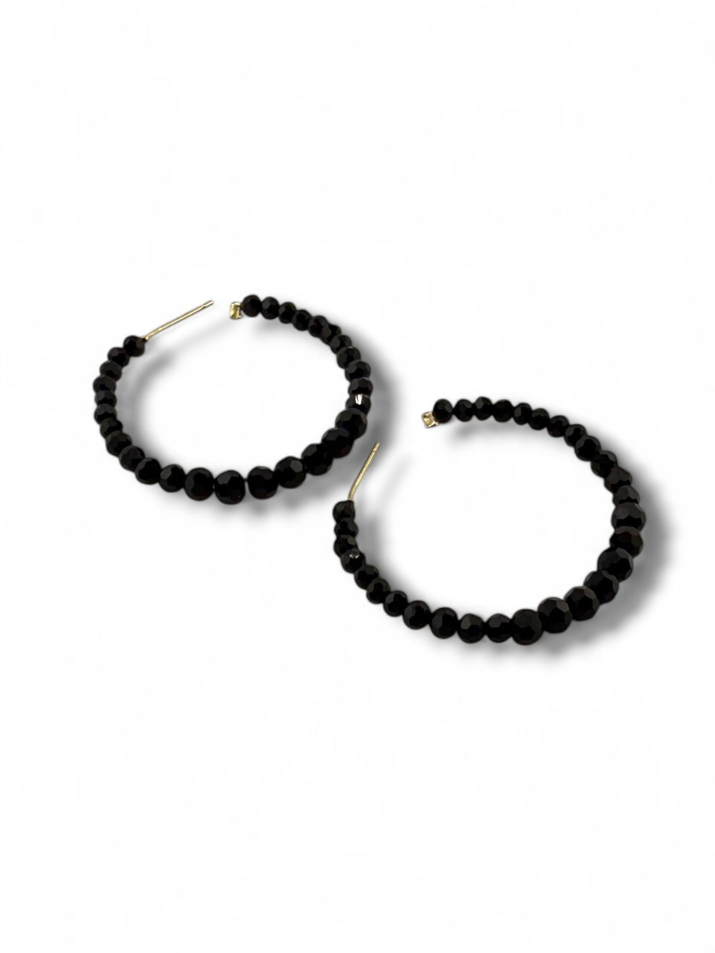 Black Spinel Hoop Obsidian Earrings - Shadow Loop