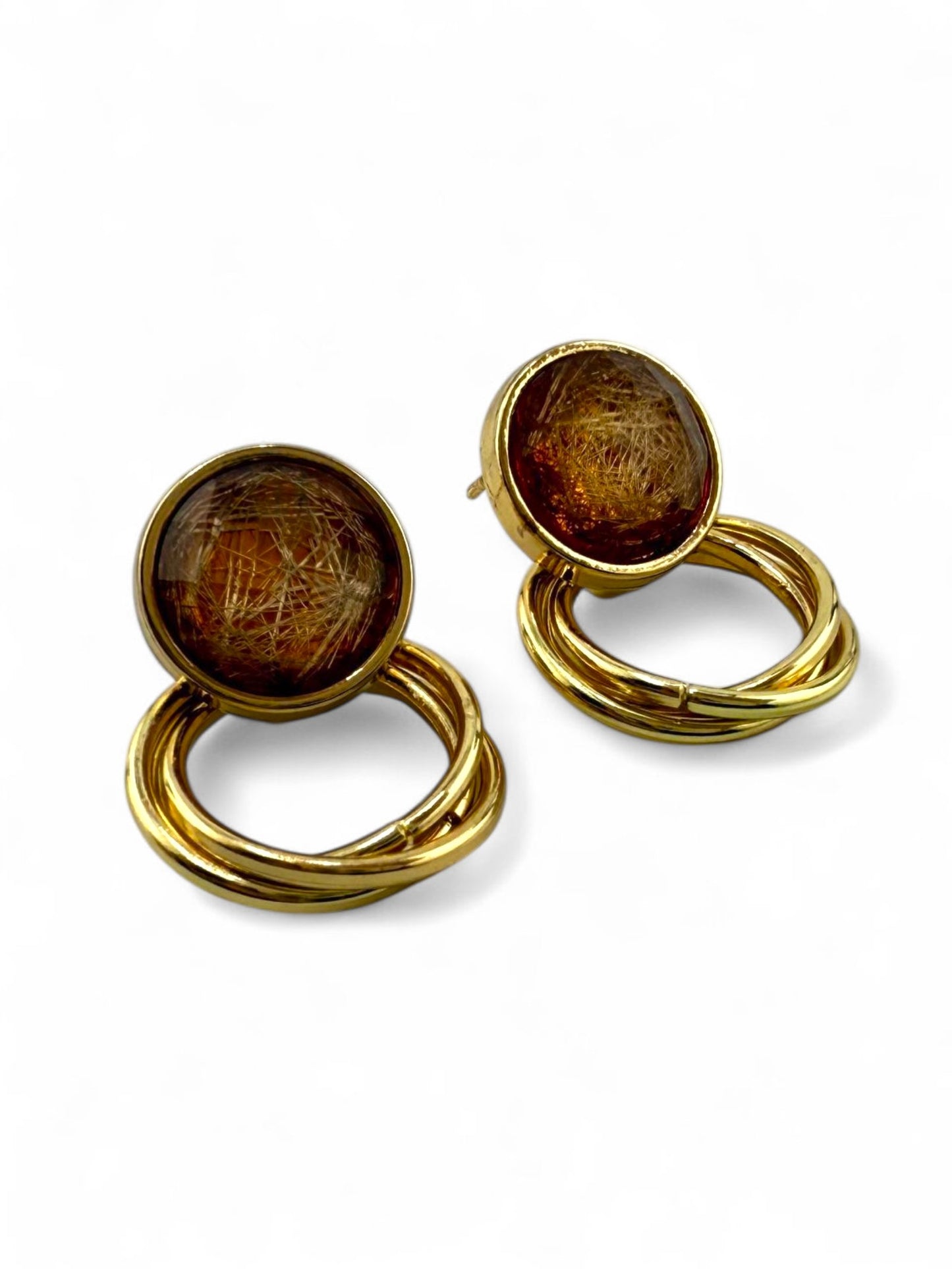 Rutilated Quartz Earrings - Sun Thread