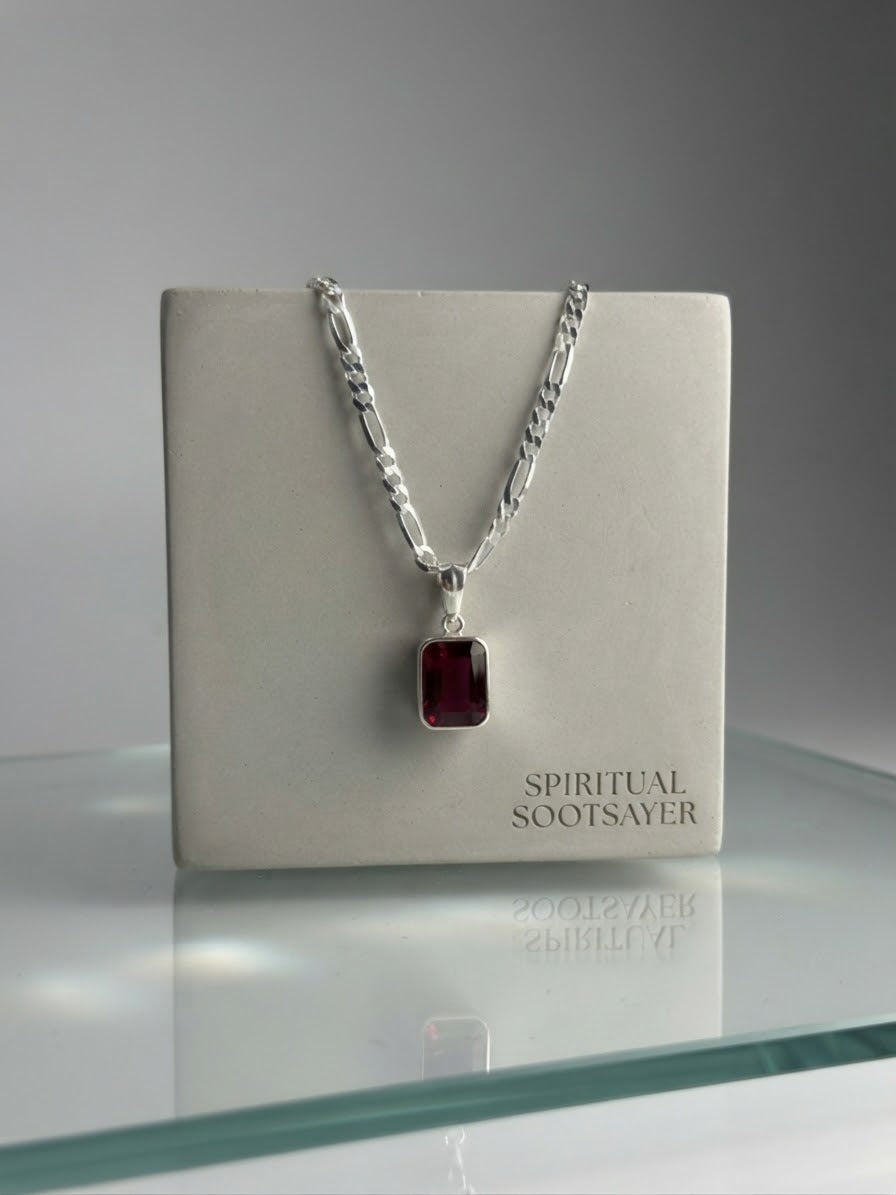 The Garnet Dominion – Garnet Men’s Necklace in 925 Sterling Silver